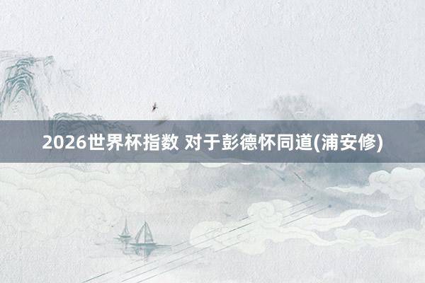 2026世界杯指数 对于彭德怀同道(浦安修)