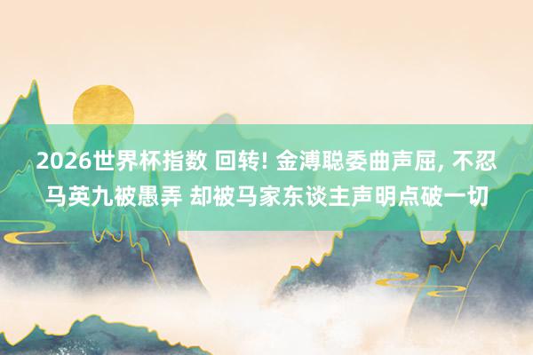 2026世界杯指数 回转! 金溥聪委曲声屈, 不忍马英九被愚弄 却被马家东谈主声明点破一切