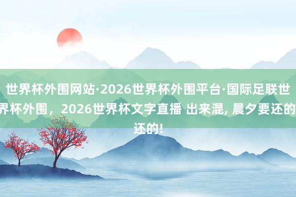 世界杯外围网站·2026世界杯外围平台·国际足联世界杯外围,2026世界杯文字直播 出来混, 晨夕要还的!