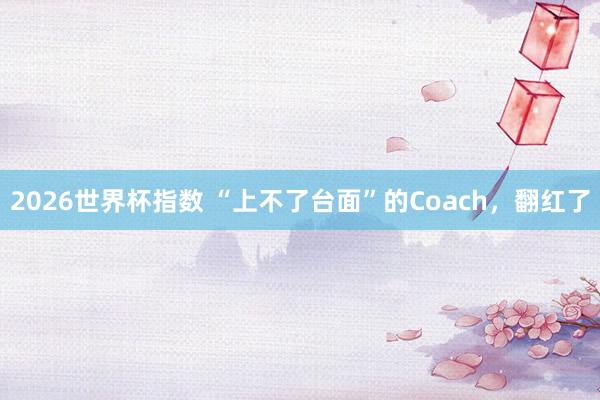 2026世界杯指数 “上不了台面”的Coach，翻红了