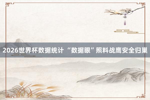 2026世界杯数据统计 “数据眼”照料战鹰安全归巢