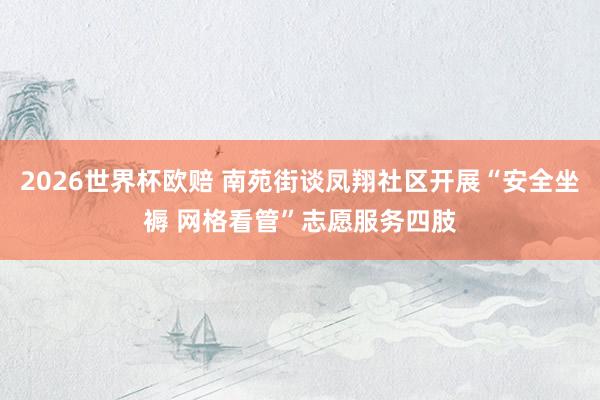 2026世界杯欧赔 南苑街谈凤翔社区开展“安全坐褥 网格看管”志愿服务四肢