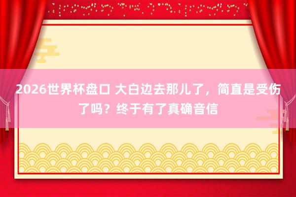 2026世界杯盘口 大白边去那儿了,简直是受伤了吗?终于有了真确音信