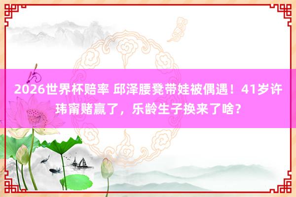 2026世界杯赔率 邱泽腰凳带娃被偶遇!41岁许玮甯赌赢了,乐龄生子换来了啥?