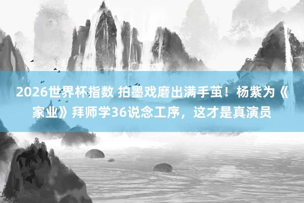 2026世界杯指数 拍墨戏磨出满手茧!杨紫为《家业》拜师学36说念工序,这才是真演员