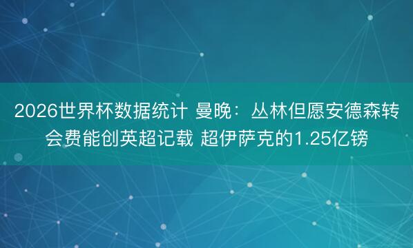 2026世界杯数据统计 曼晚：丛林但愿安德森转会费能创英超记载 超伊萨克的1.25亿镑