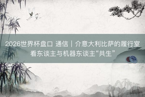 2026世界杯盘口 通信｜介意大利比萨的履行室看东谈主与机器东谈主“共生”