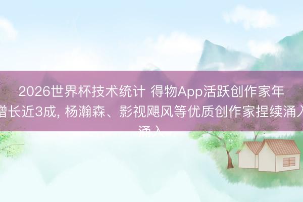 2026世界杯技术统计 得物App活跃创作家年增长近3成， 杨瀚森、影视飓风等优质创作家捏续涌入